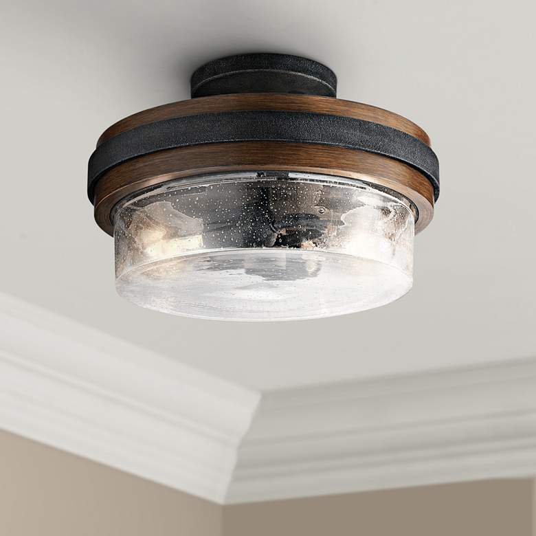 Image 1 Kichler Grand Bank 12" Wide Auburn Stained 2-Light Ceiling Light