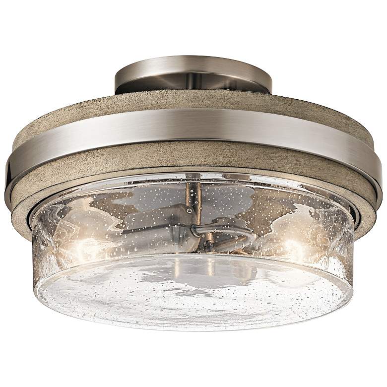 Image 1 Kichler Grand Bank 12"W Classic Pewter 2-Light Ceiling Light