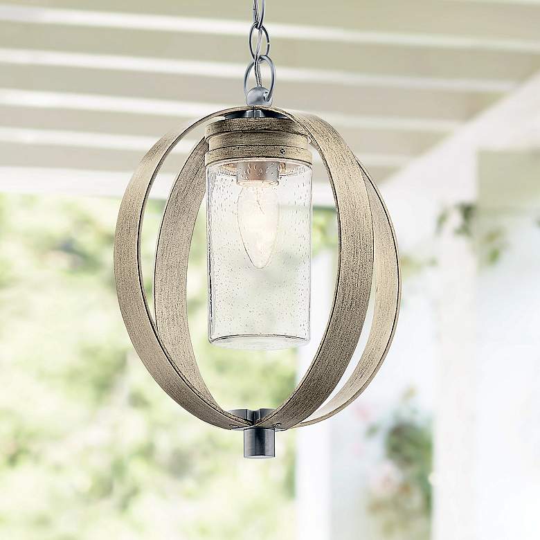 Image 1 Kichler Grand Bank 15 inchH Antique Gray Outdoor Hanging Light