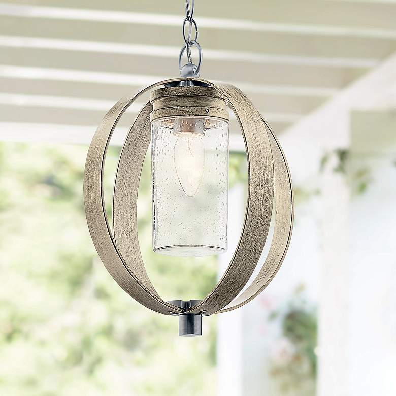 Image 1 Kichler Grand Bank 15"H Antique Gray Outdoor Hanging Light