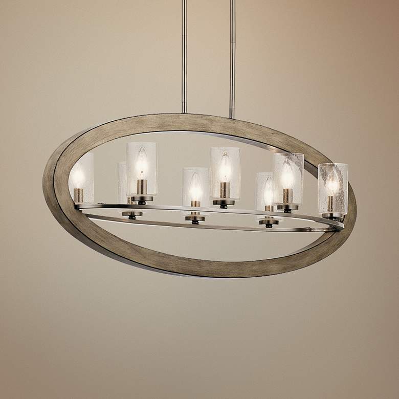 Image 1 Kichler Grand Bank 16 inchW Antique Gray 8-Light Oval Chandelier