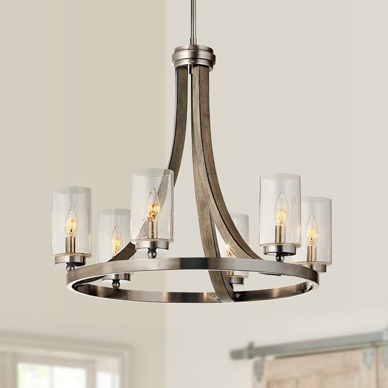 Image 1 Kichler Grand Bank 25" Wide Antique Gray 6-Light Chandelier