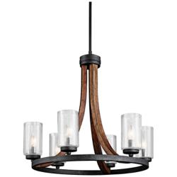 Kichler Grand Bank 25" Wide Metal and Wood Uplight Ring Chandelier
