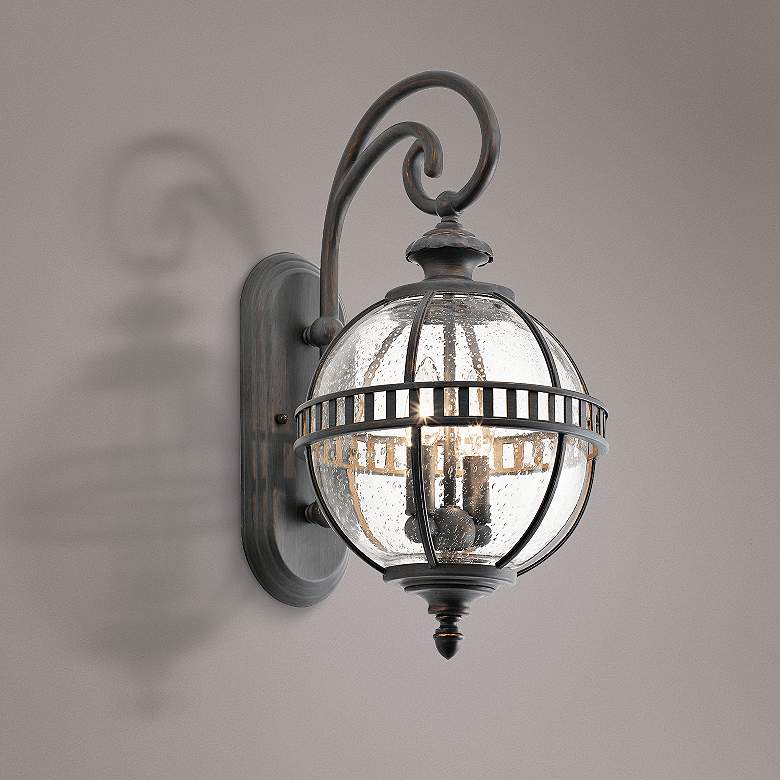 Image 1 Kichler Halleron 19" High Seedy Glass Outdoor Wall Light
