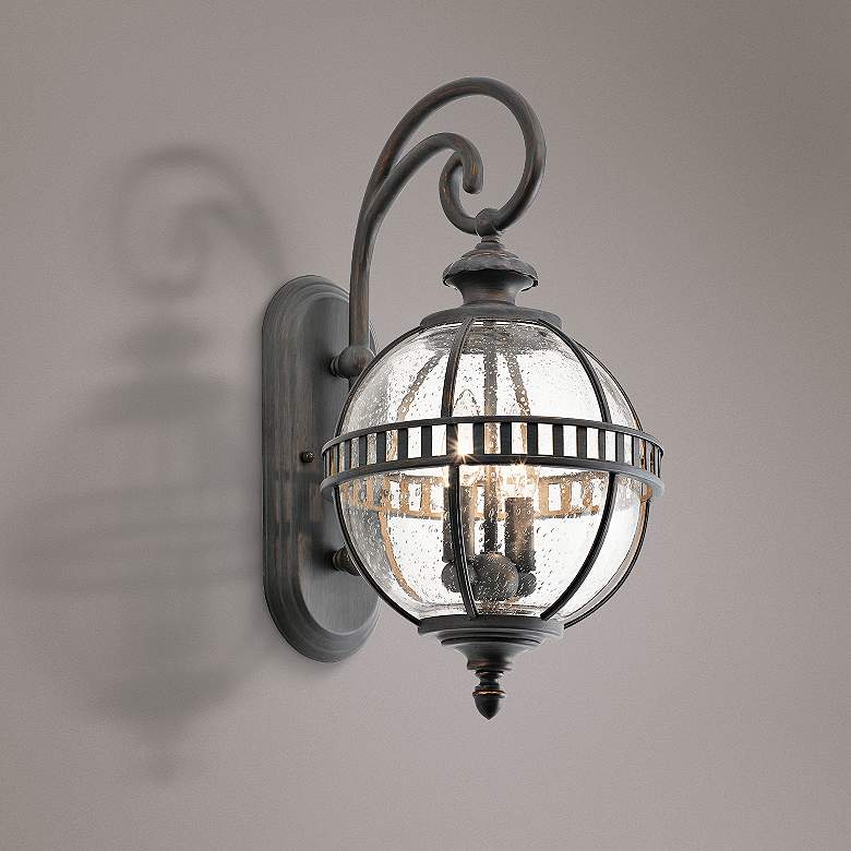 Image 1 Kichler Halleron 19 inch High Seedy Glass Outdoor Wall Light