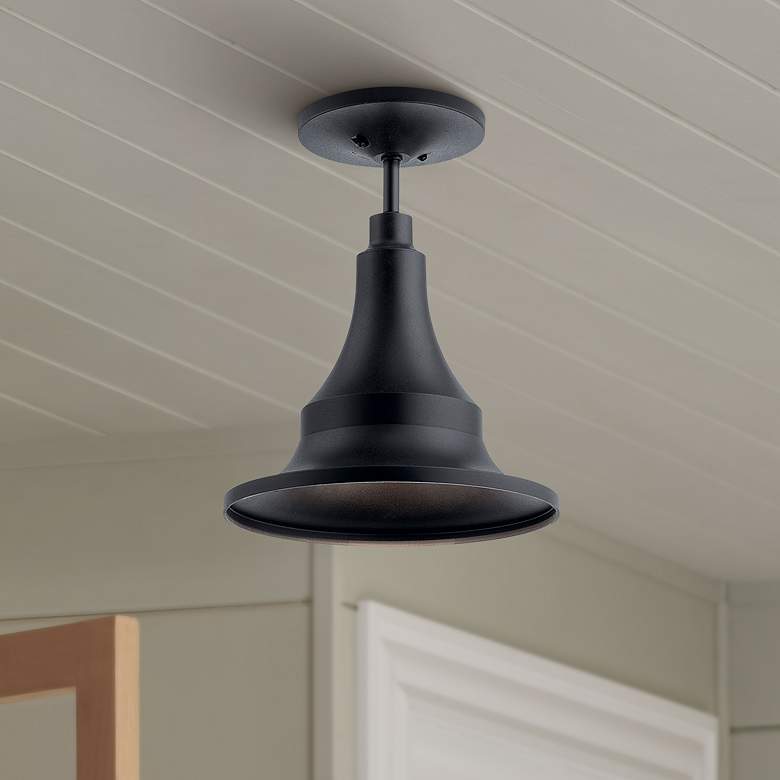 Image 2 Kichler Hampshire 13 1/4 inch High Climates Black Outdoor Ceiling Light
