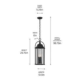 Image5 of Kichler Harbor Row 25 3/4" Textured Black Outdoor Hanging Lantern more views