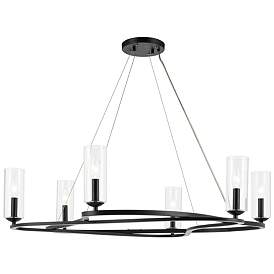 Image1 of Kichler Harpin 37.75 Inch 6 Light Chandelier with Clear Glass in Black