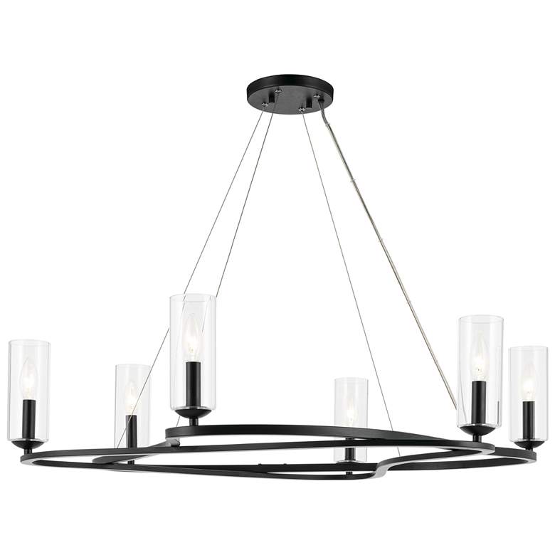 Image 1 Kichler Harpin 37.75 Inch 6 Light Chandelier with Clear Glass in Black