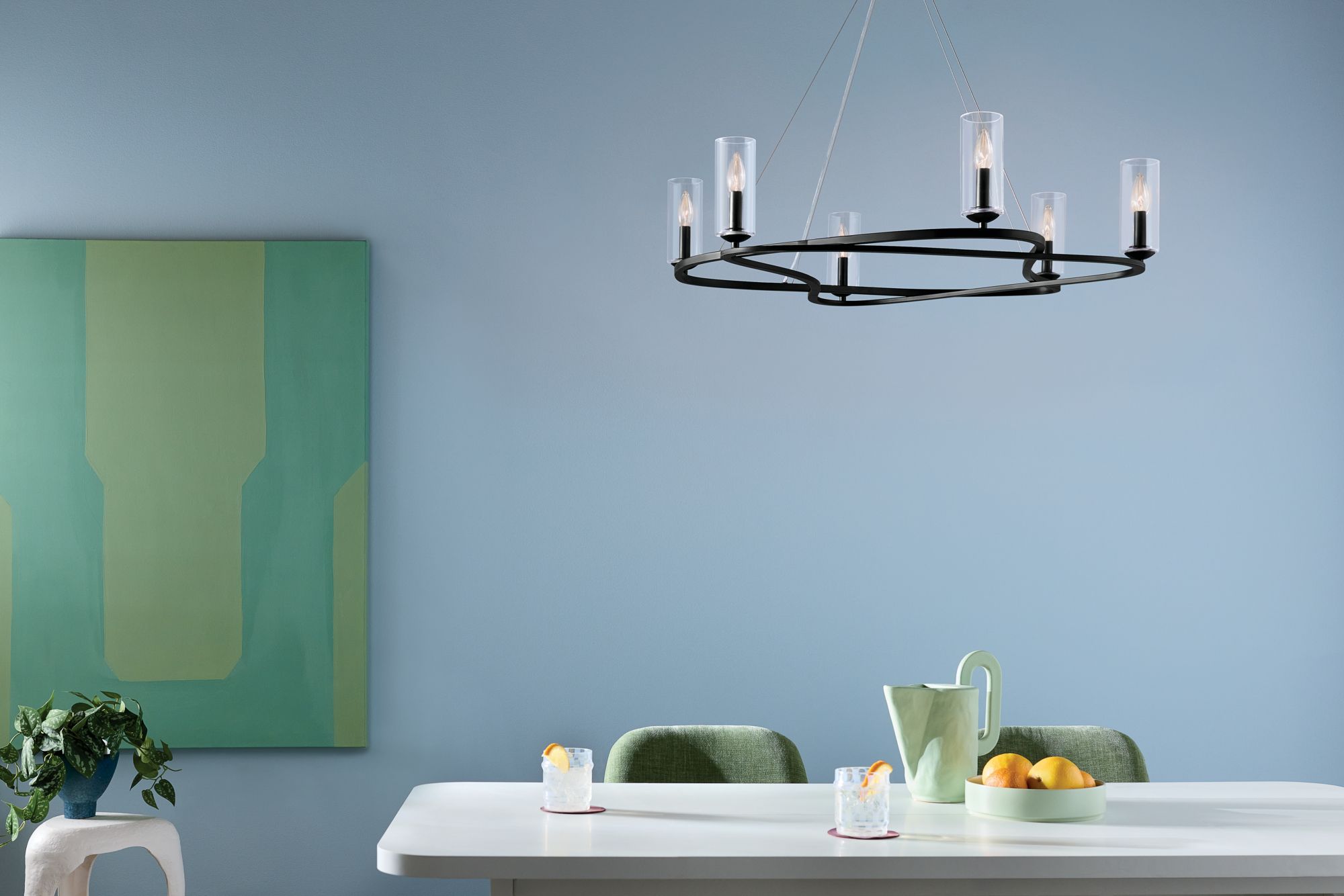 Image 3 Kichler Harpin 37.75 Inch 6 Light Chandelier with Clear Glass in Black more views