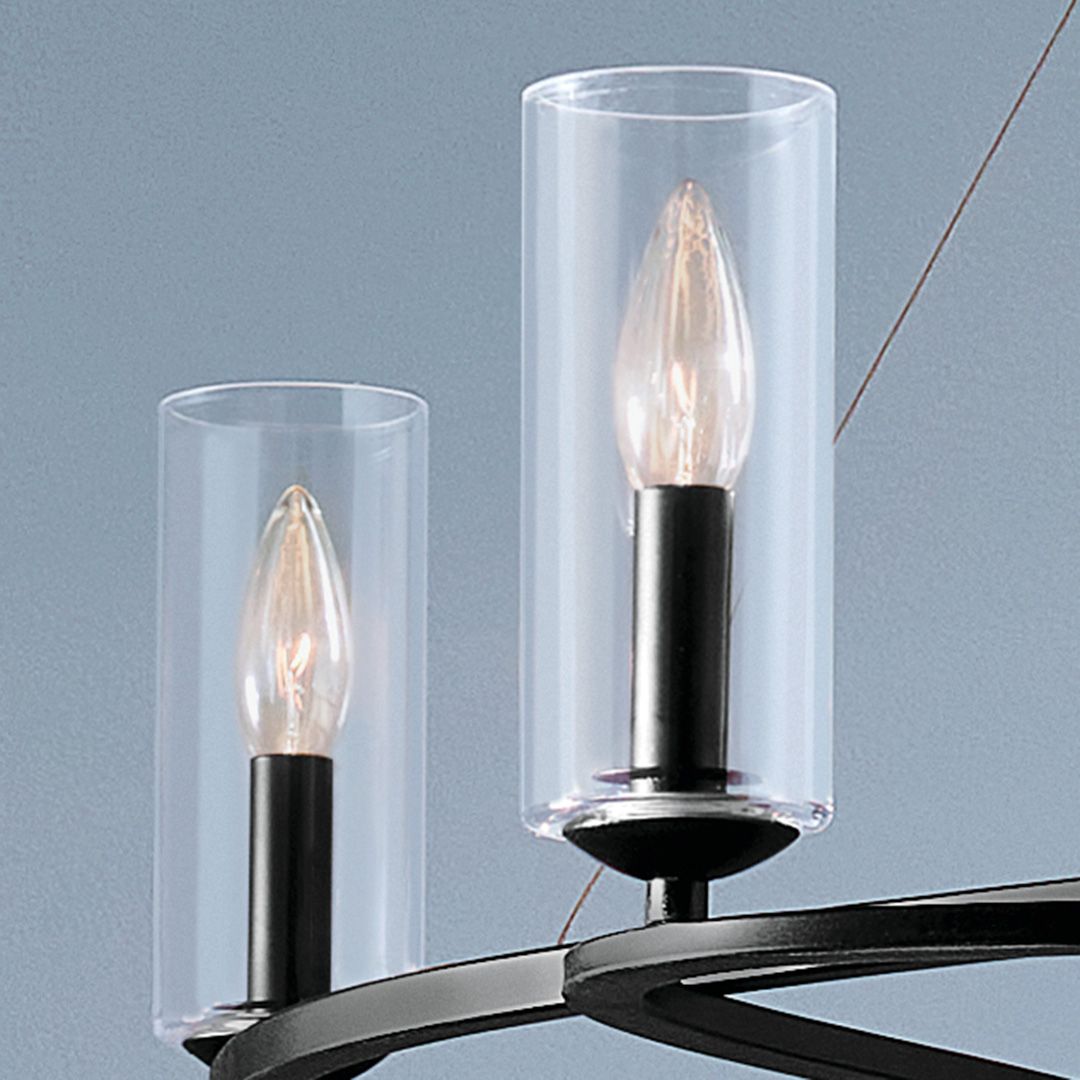 Image 5 Kichler Harpin 37.75 Inch 6 Light Chandelier with Clear Glass in Black more views