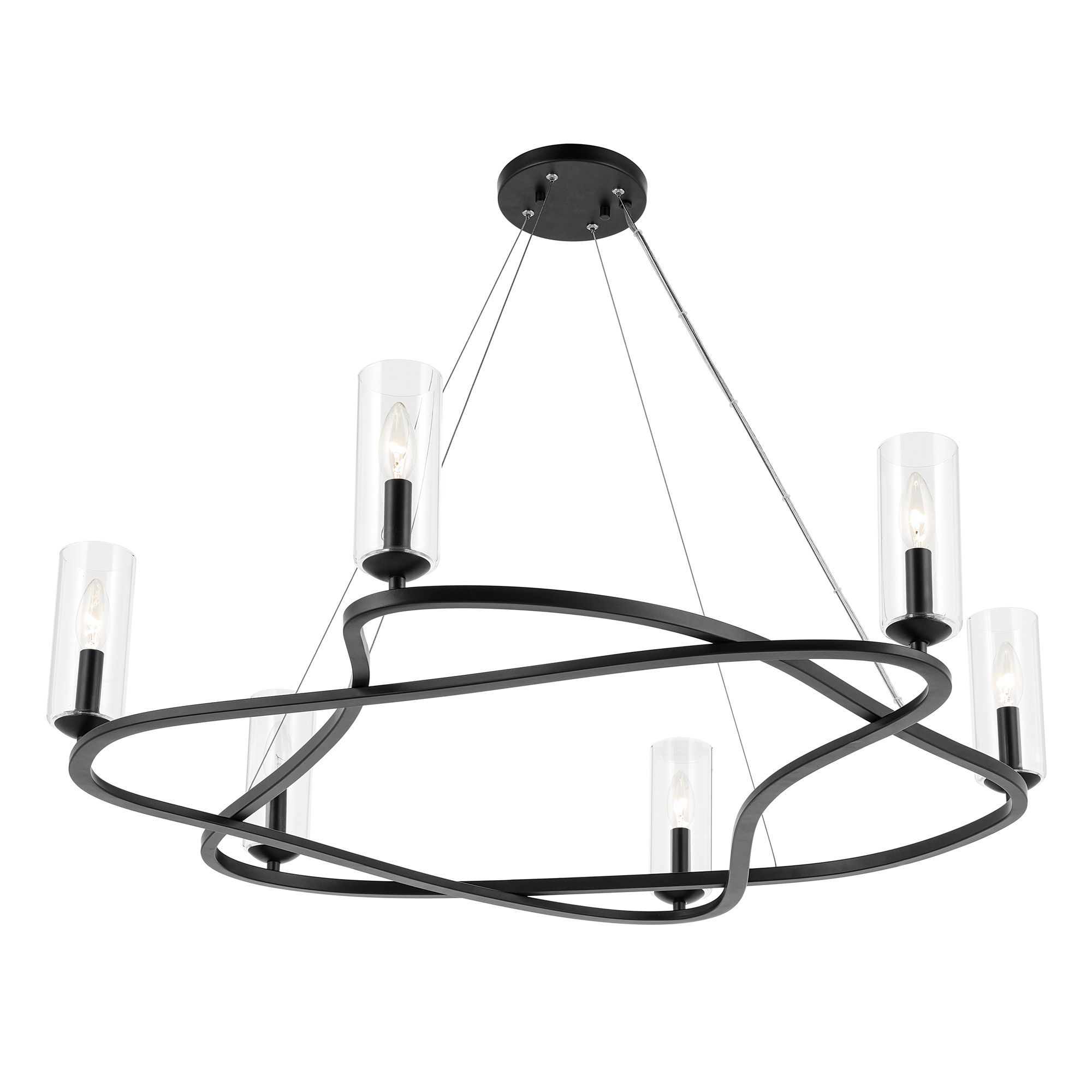 Image 6 Kichler Harpin 37.75 Inch 6 Light Chandelier with Clear Glass in Black more views