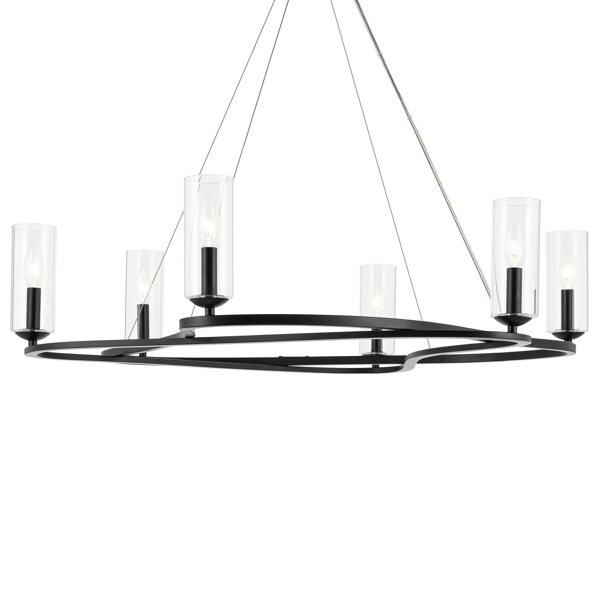 Image 7 Kichler Harpin 37.75 Inch 6 Light Chandelier with Clear Glass in Black more views