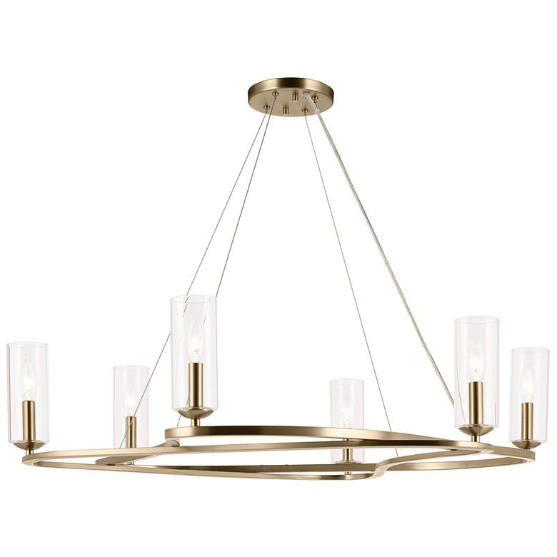Image 1 Kichler Harpin 6 Light Chandelier Clear Glass in Champagne Bronze