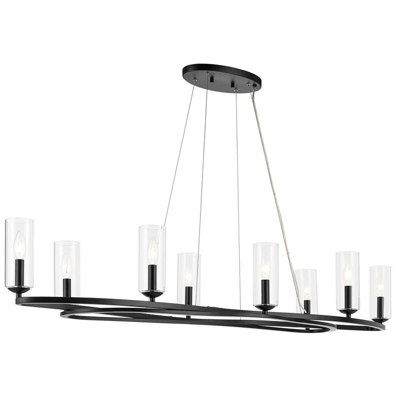 Image 1 Kichler Harpin 8 Light Linear Chandelier Clear Glass in Black