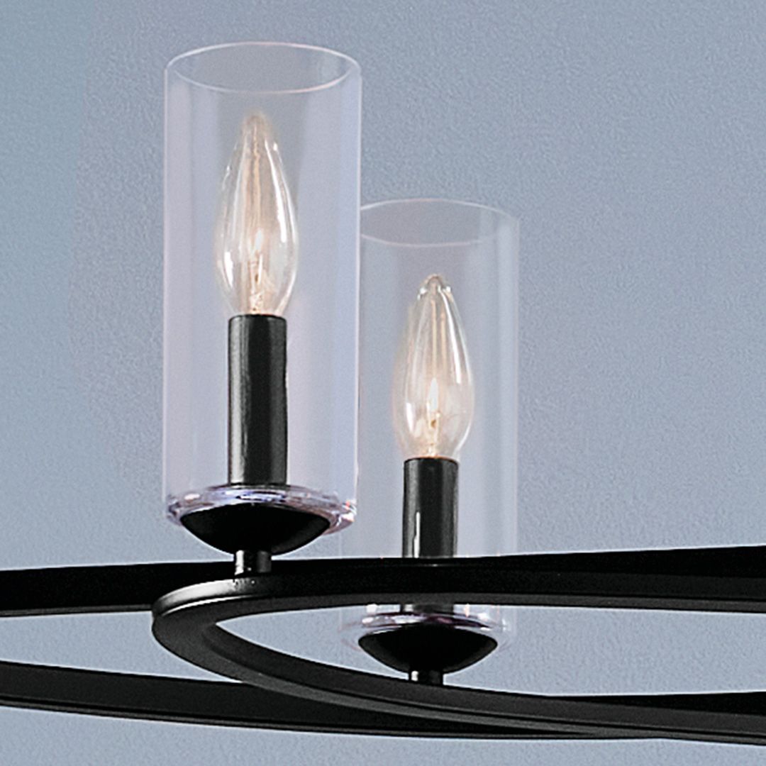 Image 5 Kichler Harpin 8 Light Linear Chandelier Clear Glass in Black more views