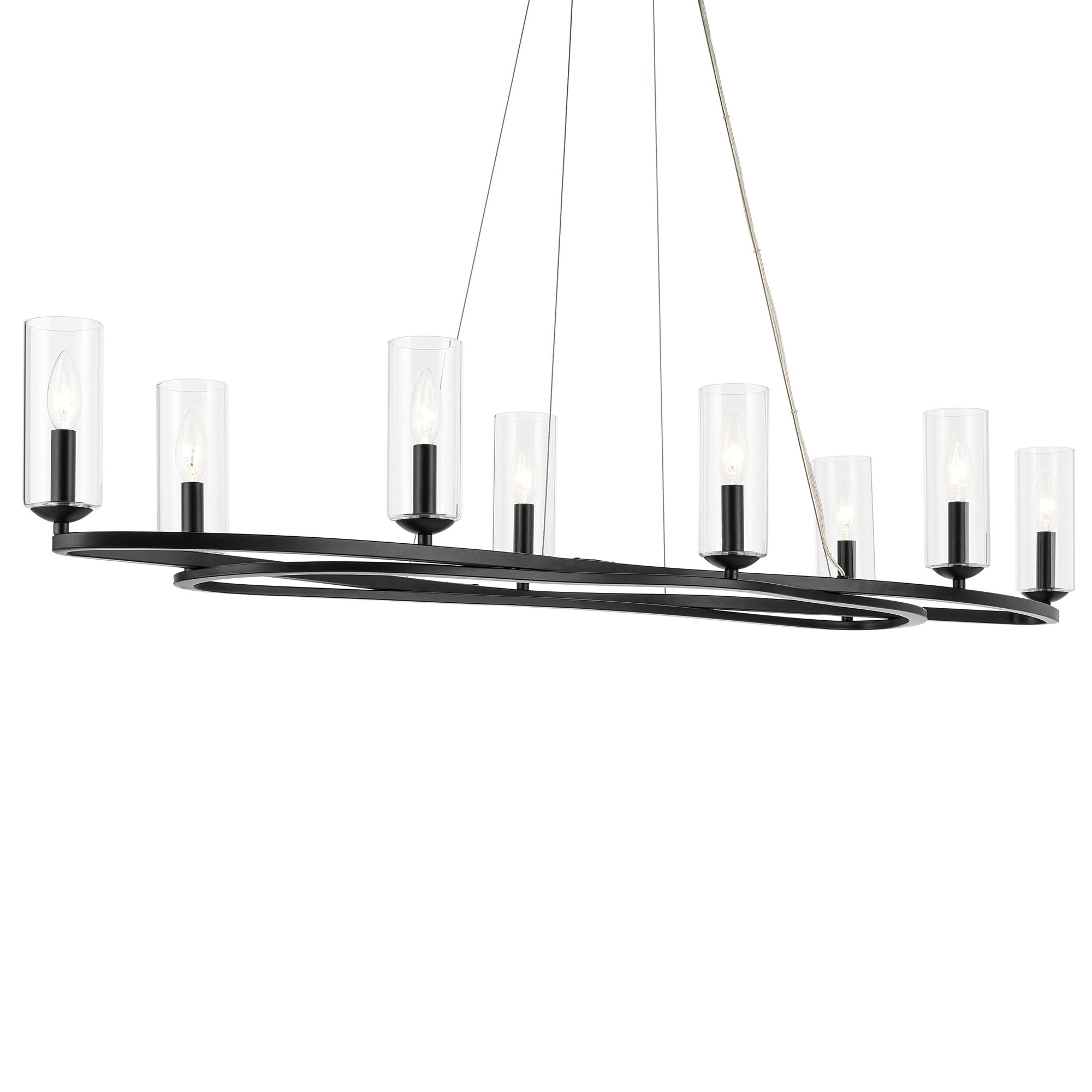 Image 7 Kichler Harpin 8 Light Linear Chandelier Clear Glass in Black more views