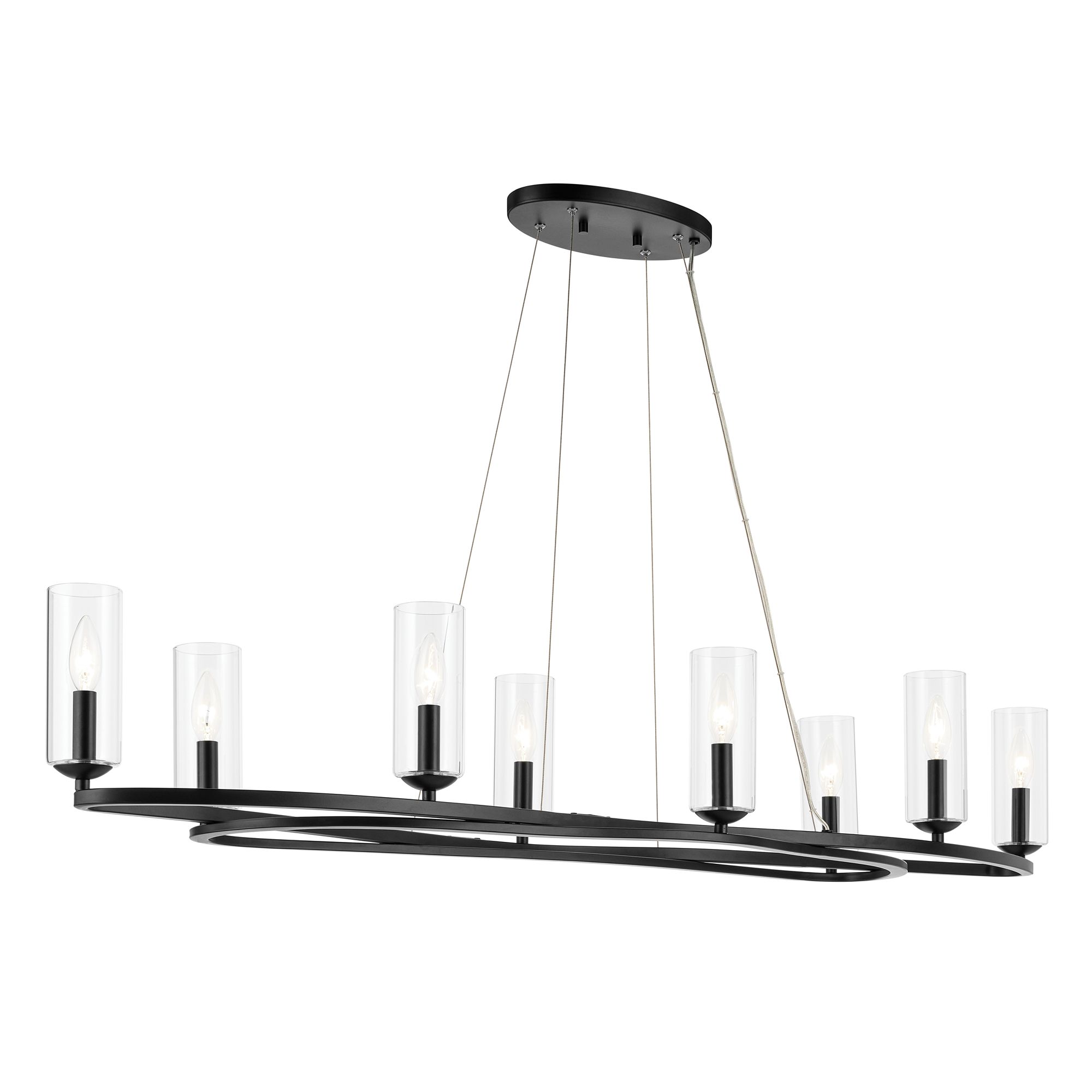 Kichler Harpin 8 Light Linear Chandelier Clear Glass in Black