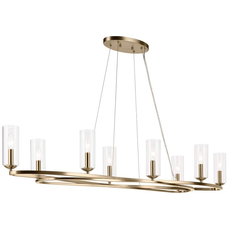 Image 1 Kichler Harpin 8 Light Linear Chandelier Clear Glass in Champagne Bronze