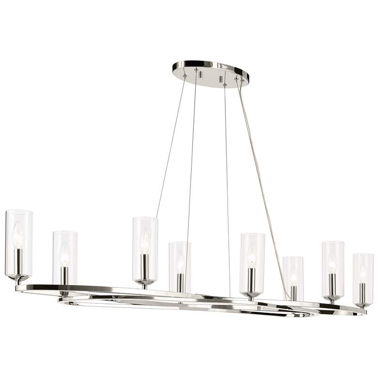 Image 1 Kichler Harpin 8 Light Linear Chandelier Clear Glass in Polished Nickel
