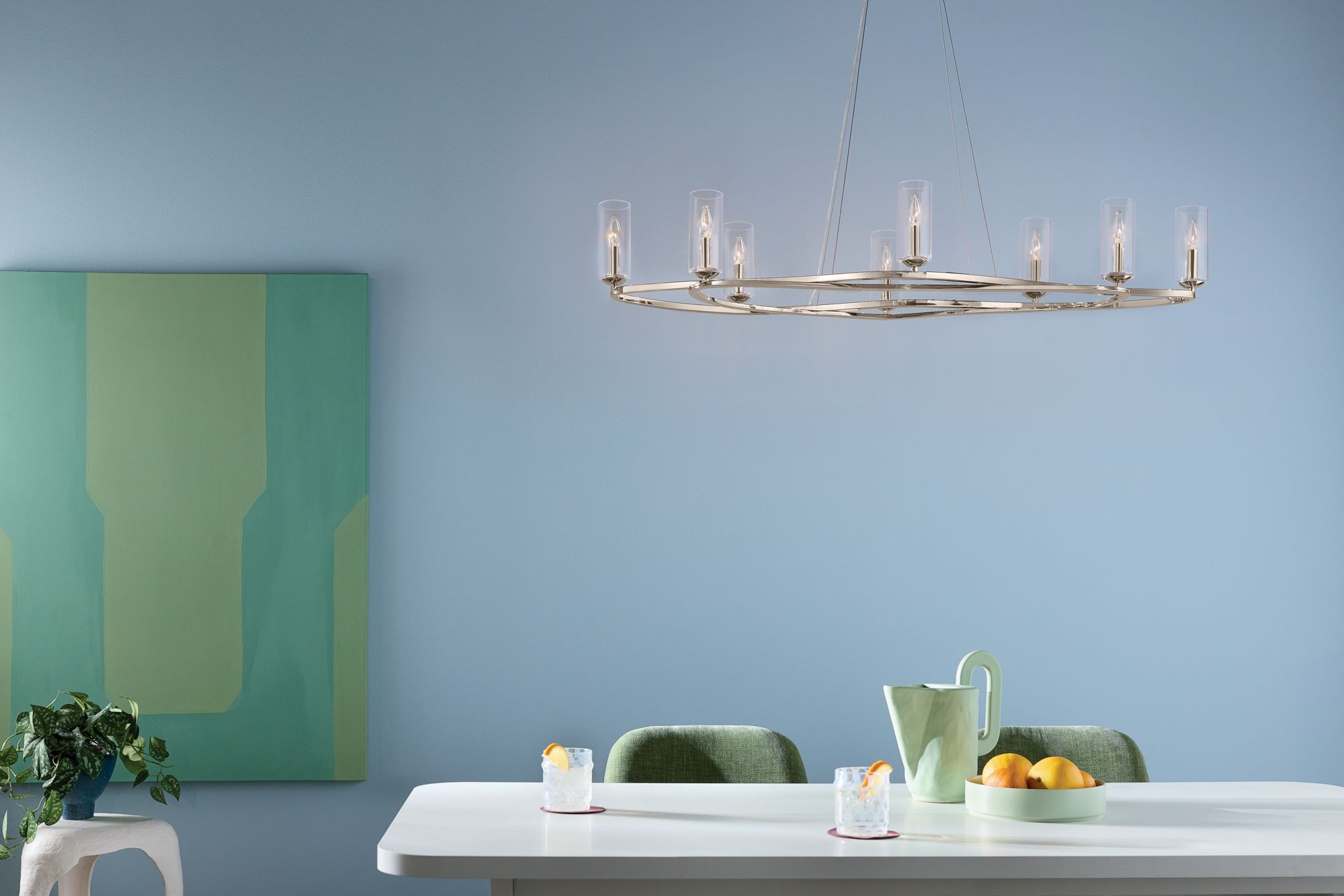 Image 3 Kichler Harpin 8 Light Linear Chandelier Clear Glass in Polished Nickel more views