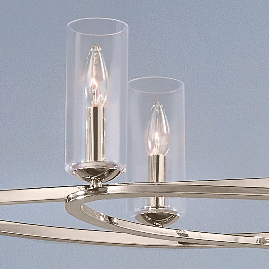 Image 5 Kichler Harpin 8 Light Linear Chandelier Clear Glass in Polished Nickel more views