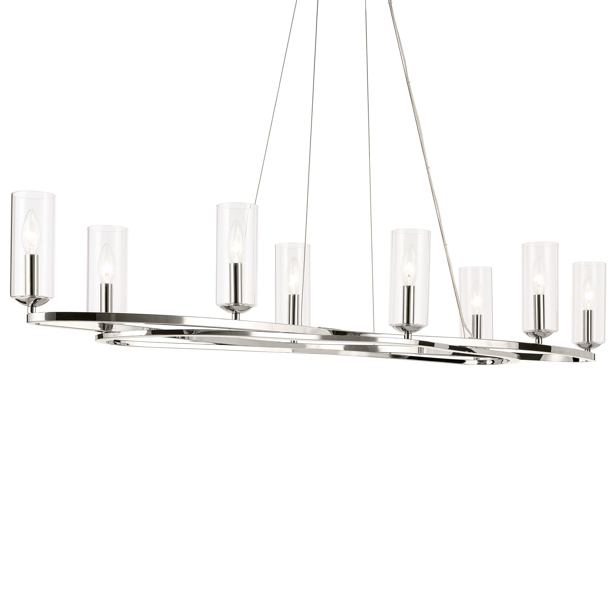 Image 6 Kichler Harpin 8 Light Linear Chandelier Clear Glass in Polished Nickel more views