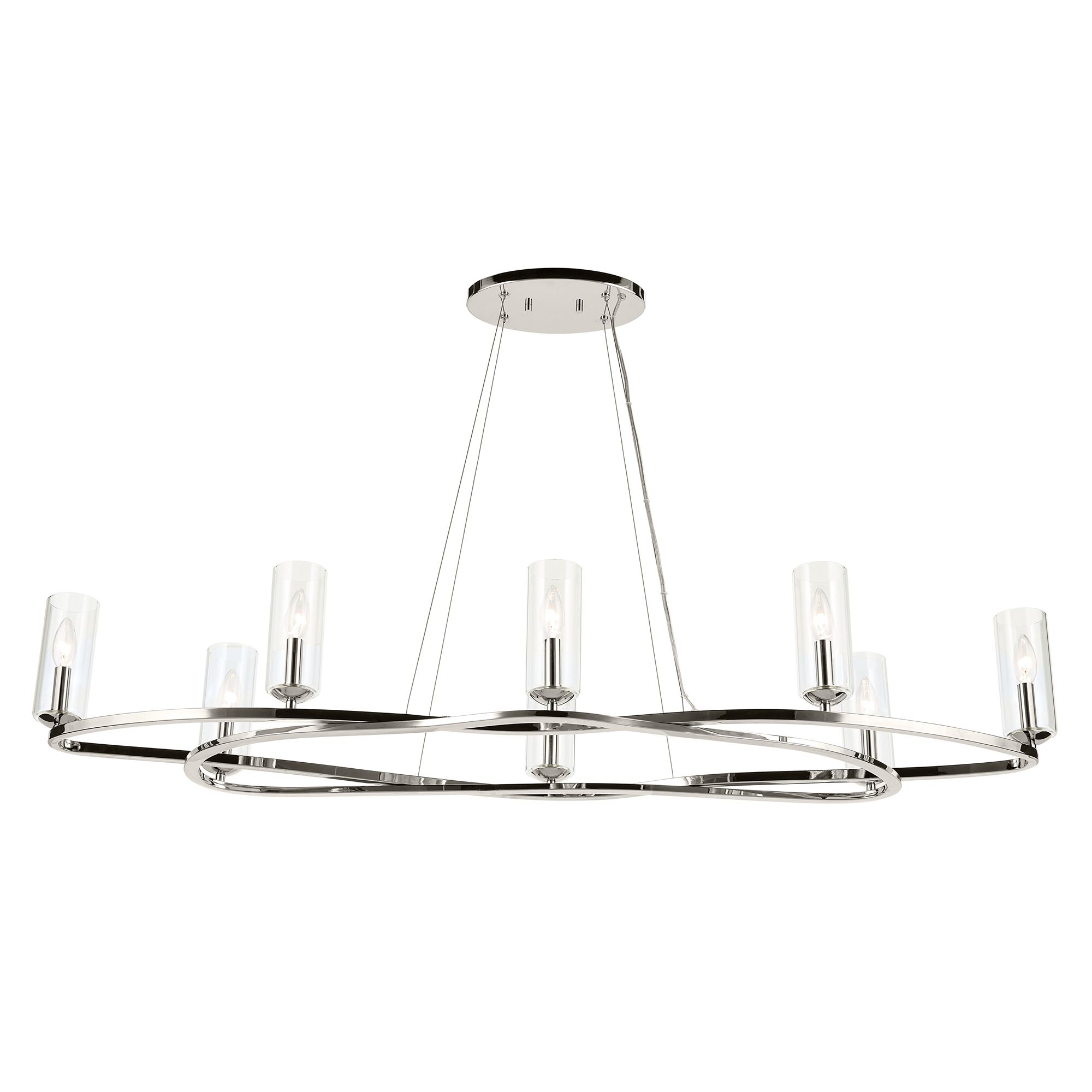 Image 7 Kichler Harpin 8 Light Linear Chandelier Clear Glass in Polished Nickel more views