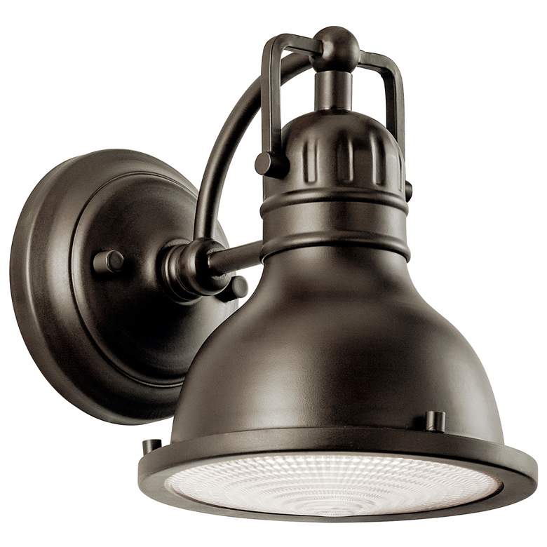 Image 1 Kichler Hatteras Bay 8" Industrial Bronze Dark Sky Outdoor Wall Light
