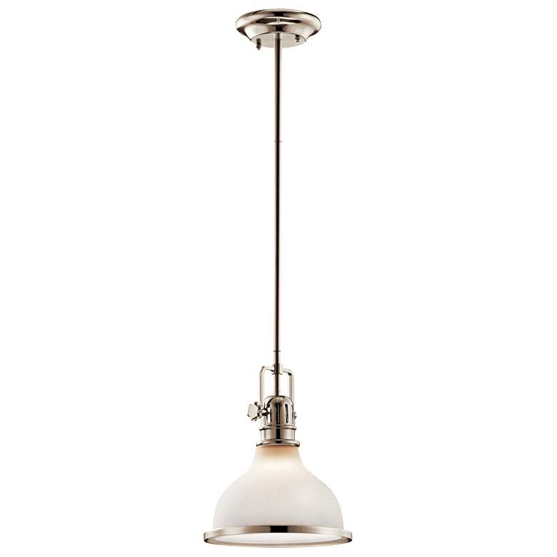Image 1 Kichler Hatteras Bay 8 inch Wide Polished Nickel and White Mini Pendant