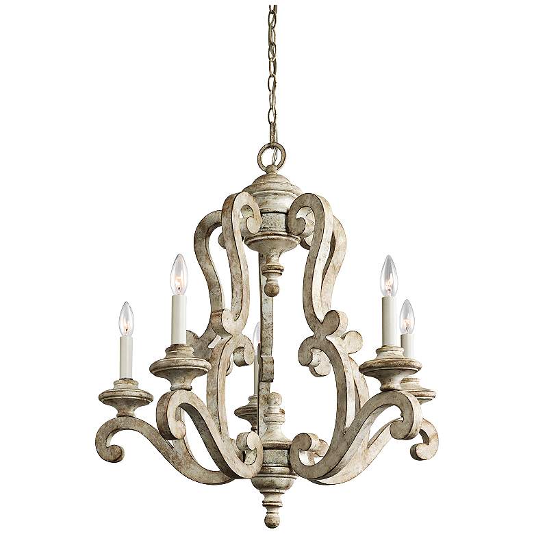 Image 2 Kichler Hayman 28" Wide 5-Light Traditional Antique White Chandelier