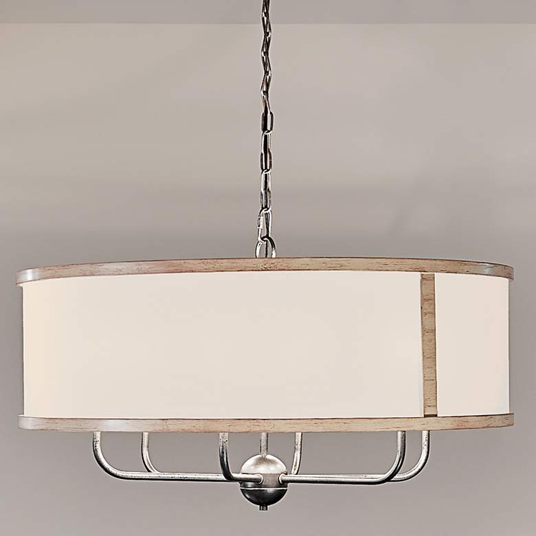 Image 1 Kichler Heddle 30 1/2" Wide Anvil Iron 6-Light Drum Pendant