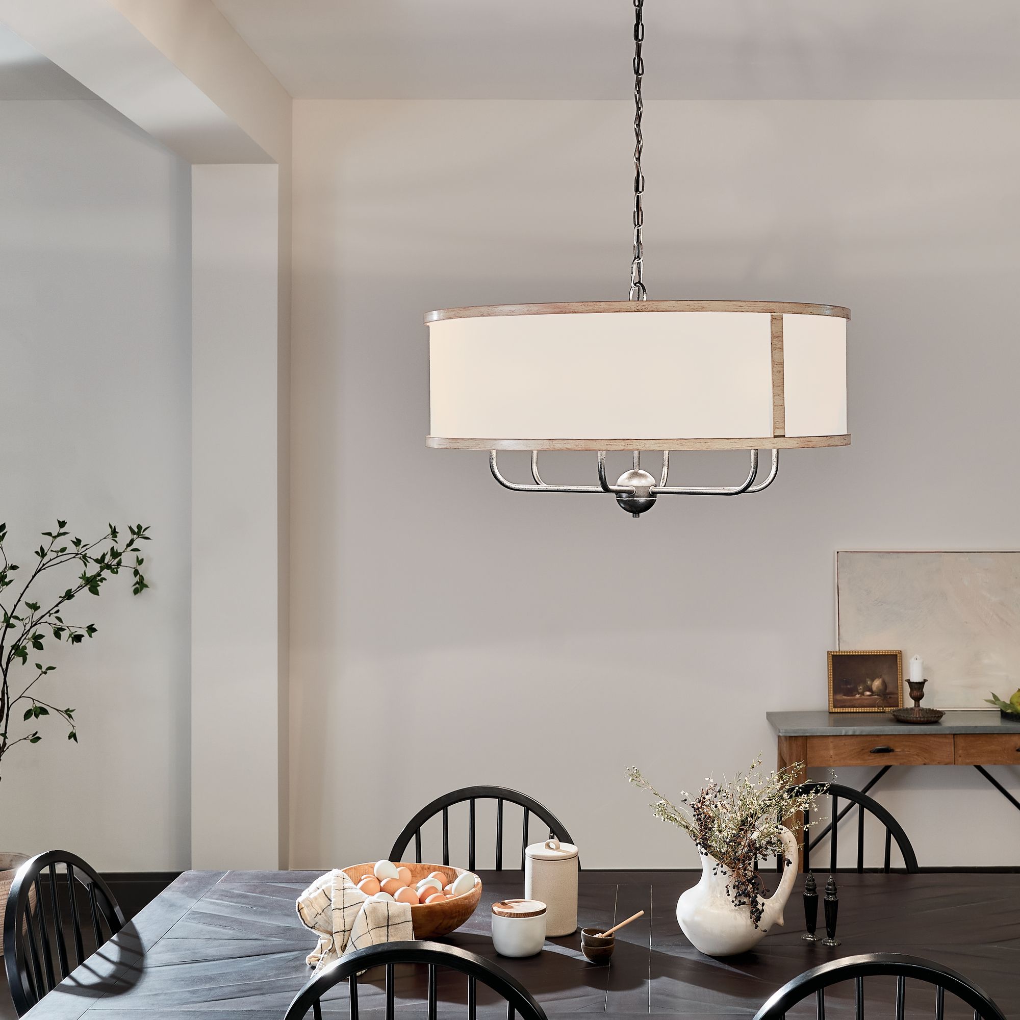 Kichler Heddle 30 1/2" Wide Anvil Iron 6-Light Drum Pendant