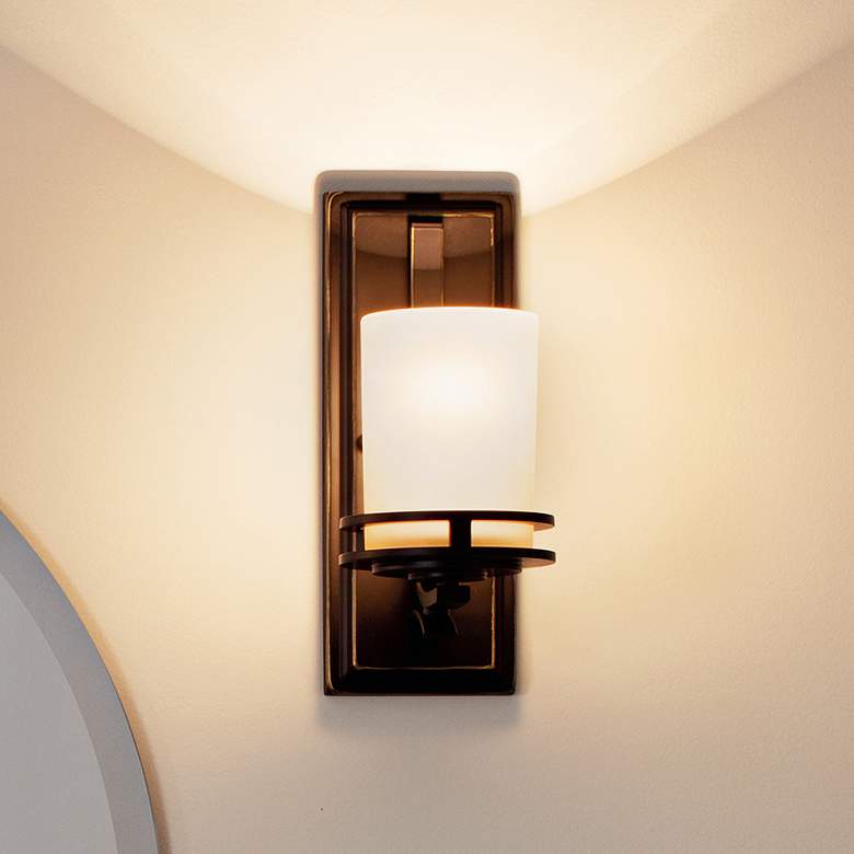 Image 2 Kichler Hendrik 12"H Olde Bronze Wall Sconce w/ Umber Glass