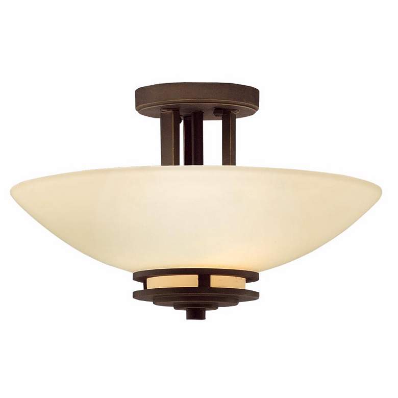 Image 1 Kichler Hendrik 15 inch Wide Umber Glass and Bronze Ceiling Light Fixture