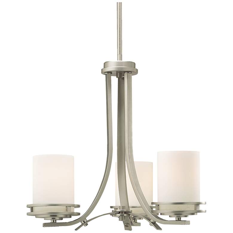 Image 3 Kichler Hendrik 19" Wide 3-Light Nickel and White Glass Chandelier