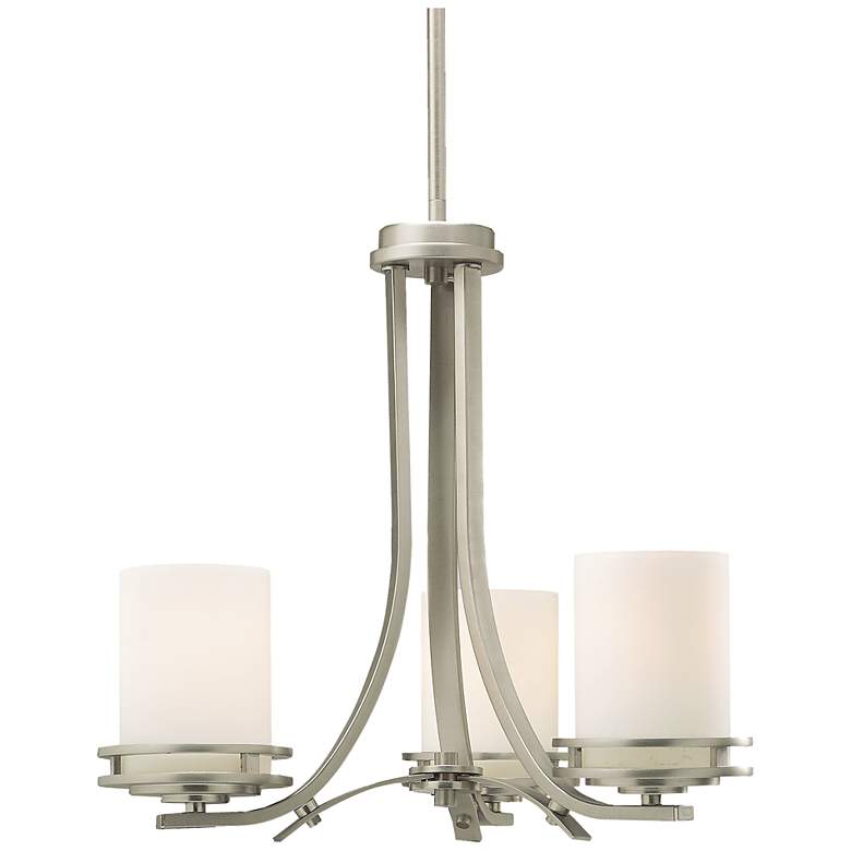 Image 3 Kichler Hendrik 19 inch Wide 3-Light Nickel and White Glass Chandelier