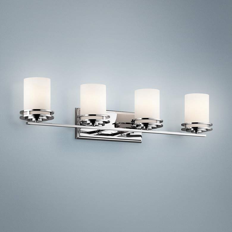 Image 1 Kichler Hendrik 33 3/4" Chrome Finish and Satin Opal Glass Bath Light