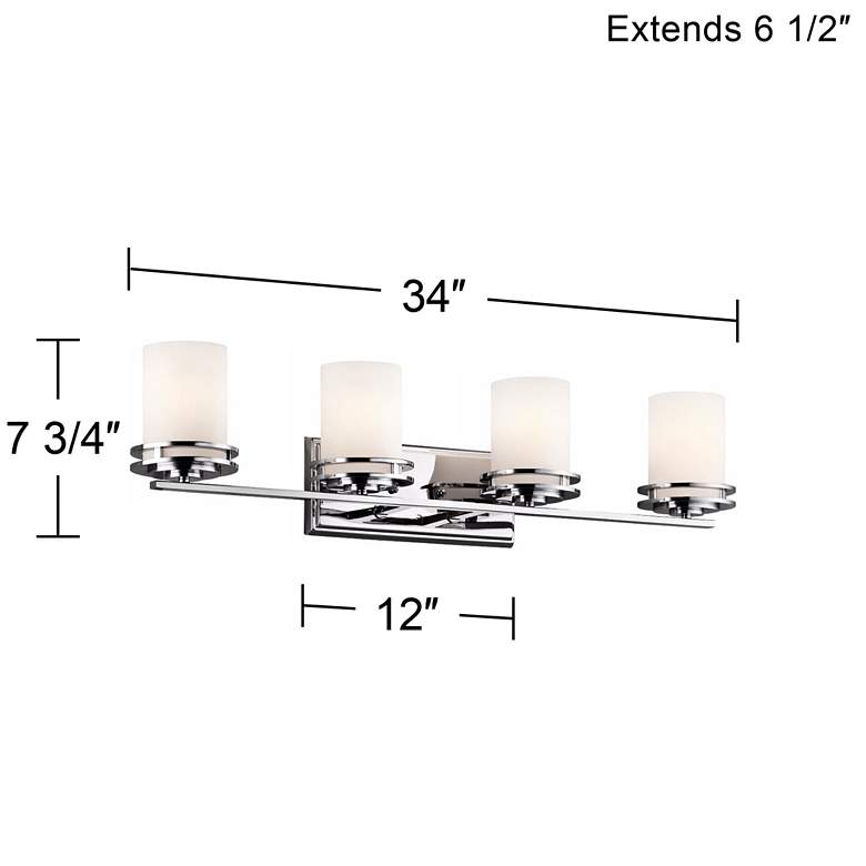 Image 3 Kichler Hendrik 33 3/4" Chrome Finish and Satin Opal Glass Bath Light more views