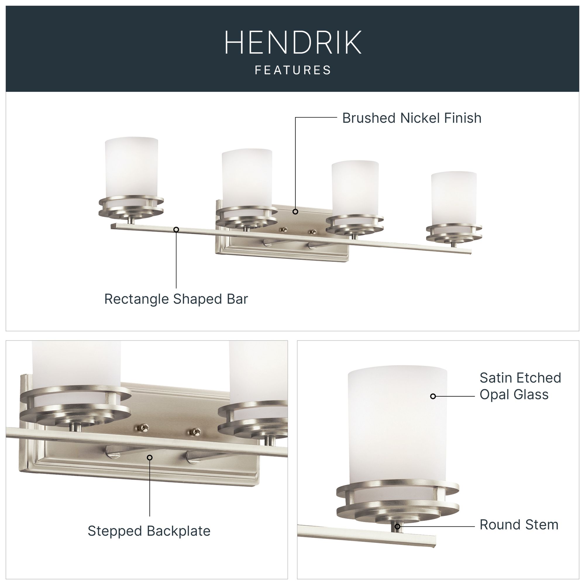 Image 6 Kichler Hendrik 34" Wide 4-Light Nickel Bathroom Light Fixture more views