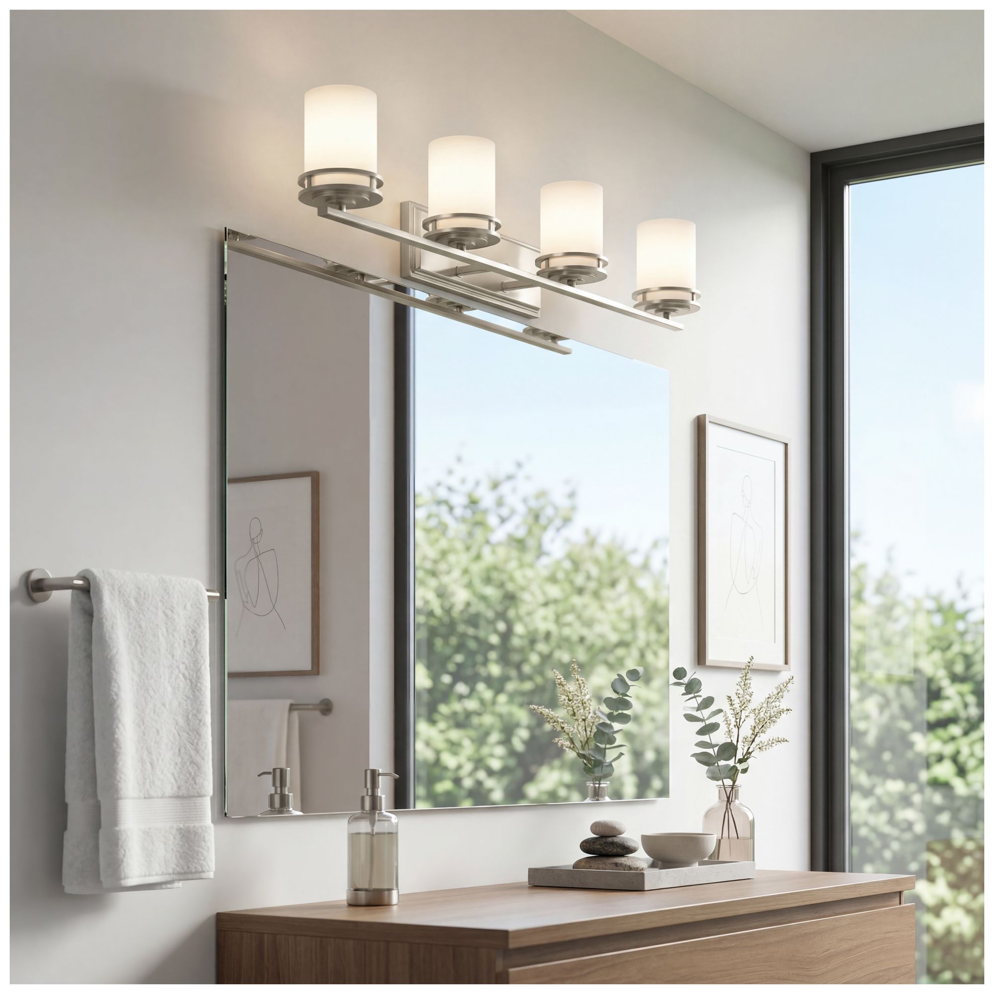 Kichler Hendrik 34" Wide 4-Light Nickel Bathroom Light Fixture