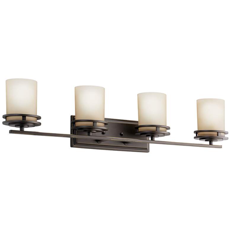 Image 2 Kichler Hendrik 34" Wide Umber Glass and Bronze Bathroom Light Fixture