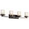 Kichler Hendrik 34" Wide Umber Glass and Bronze Bathroom Light Fixture