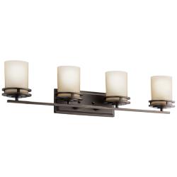 Kichler Hendrik 34" Wide Umber Glass and Bronze Bathroom Light Fixture