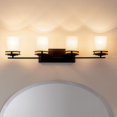 Kichler Hendrik 34" Wide Umber Glass and Bronze Bathroom Light Fixture
