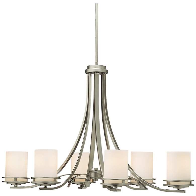 Image 3 Kichler Hendrik 36" Wide 6-Light Nickel and Glass Oval Chandelier