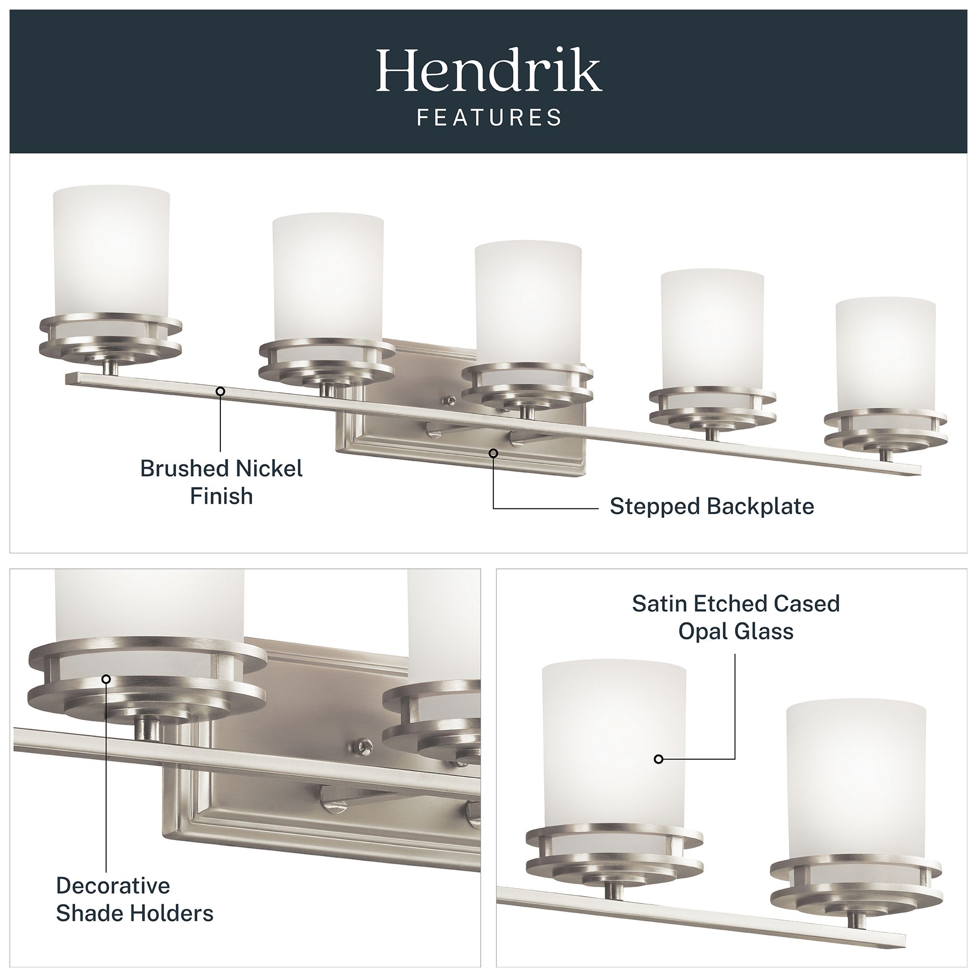 Image 4 Kichler Hendrik 43" Wide Brushed Nickel 5-Light Bath Light more views