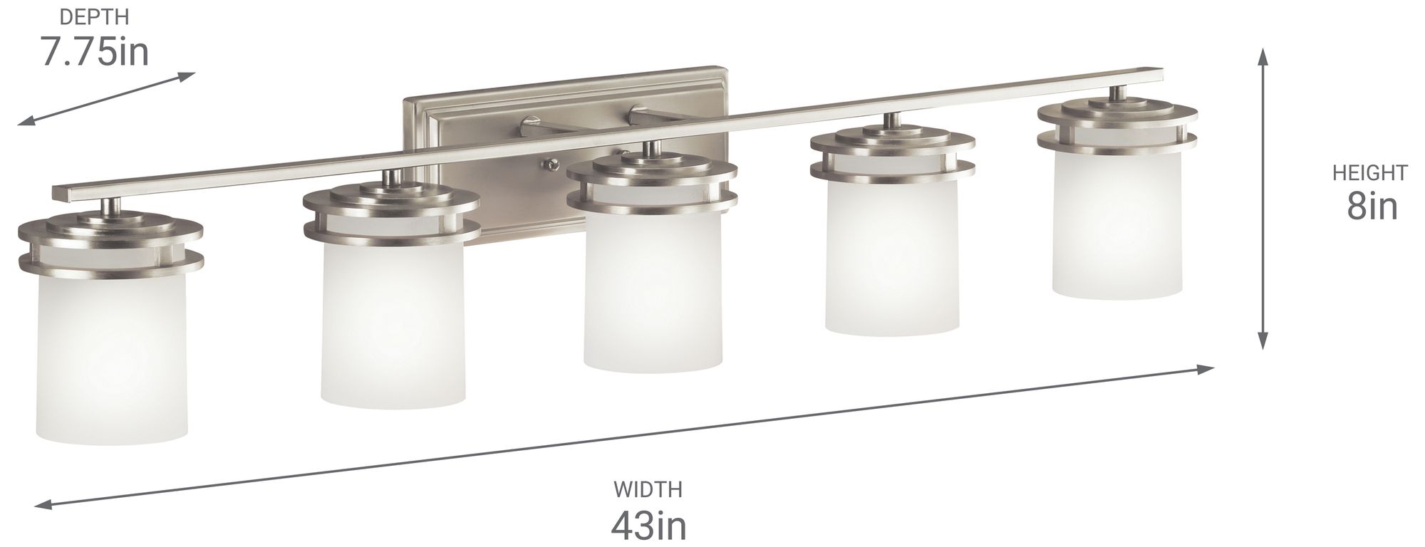 Kichler Hendrik 43" Wide Brushed Nickel 5-Light Bath Light
