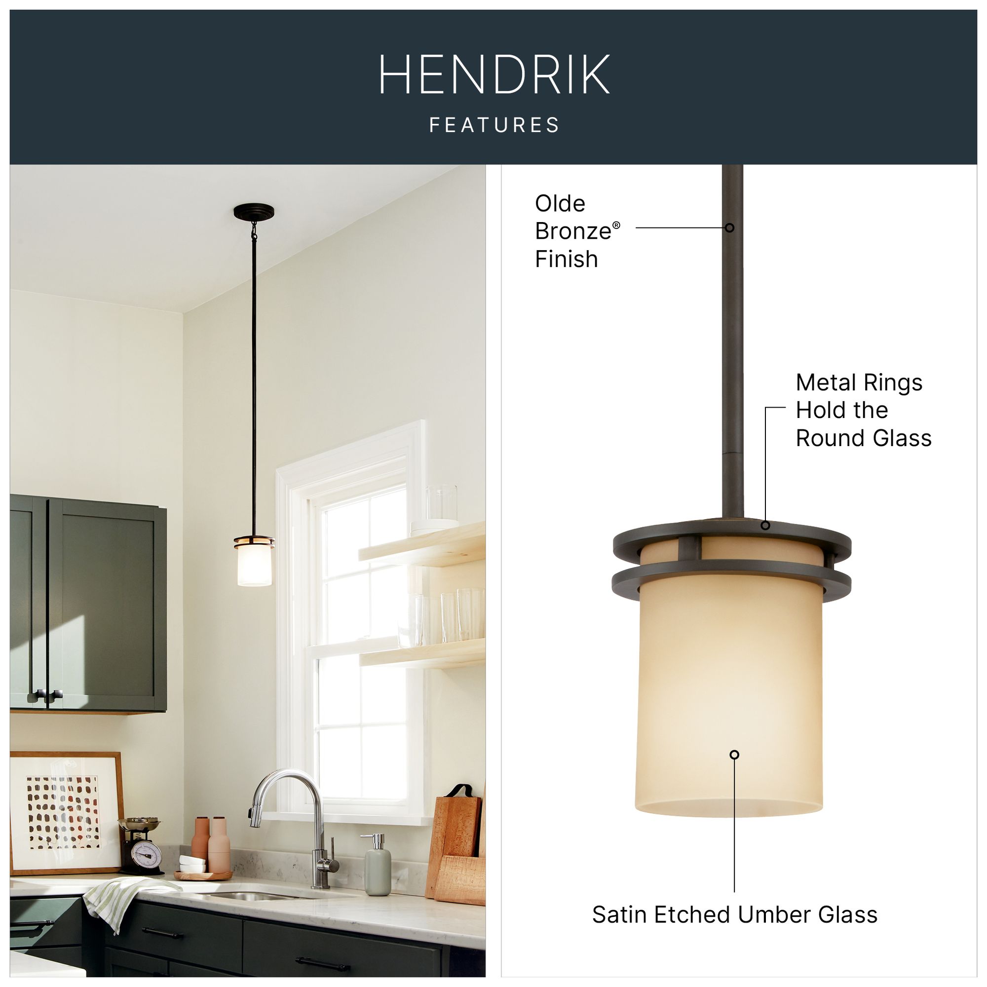 Image 6 Kichler Hendrik 5 1/2" Wide Bronze and Umber Glass Mini Pendant Light more views