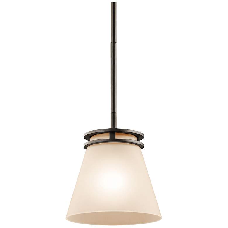 Image 2 Kichler Hendrik 8" Wide Olde Bronze Umber Glass Cone Mini Pendant